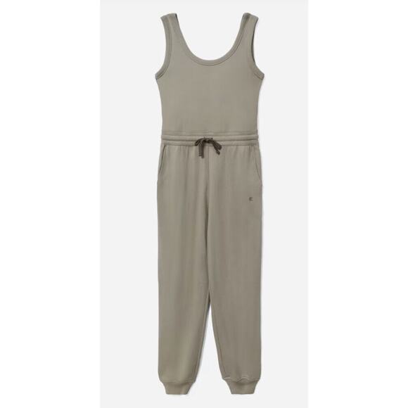 Everlane The French Terry Jumpsuit Romper •XXS•Drawstring Waist Scoop Neck Khaki - Picture 5 of 16
